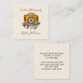 Bildkamera-Fotografie-Squar mit Vintager Hand Quadratische Visitenkarte (Vorne/Hinten)