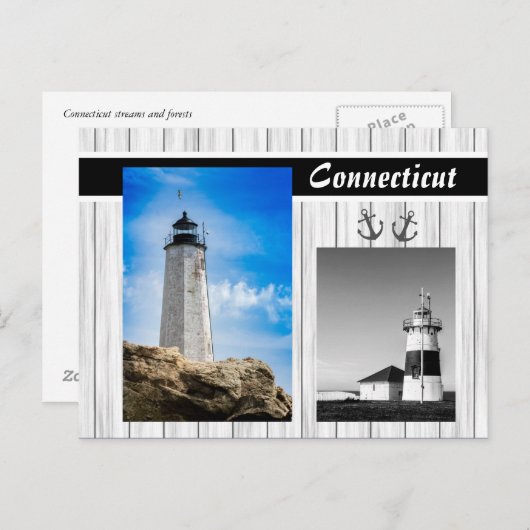 Bildkarten für die Leuchtturmstadt Connecticut Postkarte (Vorne/Hinten)