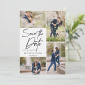 Bildkollektion mit Handschrift Save The Date (Stehend Vorderseite)