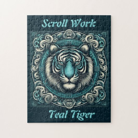 Bildlauf Aquamarin Tiger Puzzle (Vertikal)