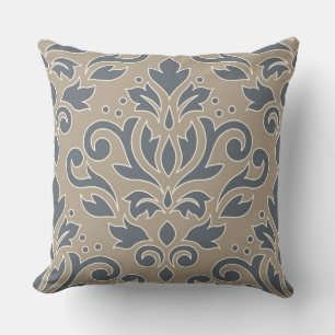 Bildlauf Damask LCD Design Creme Line Blue Sand Kissen