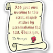 Bildlauf Pergament mit Text im alten Stil. Aufkleber (Vorderseite)