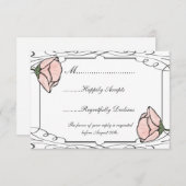 Bildlauf und rosa Blume - RSVP-Karte RSVP Karte (Vorne/Hinten)