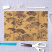 Bildschirm mit eingepackten Lüftern, Edo-Periode v Seidenpapier (Handwerk)