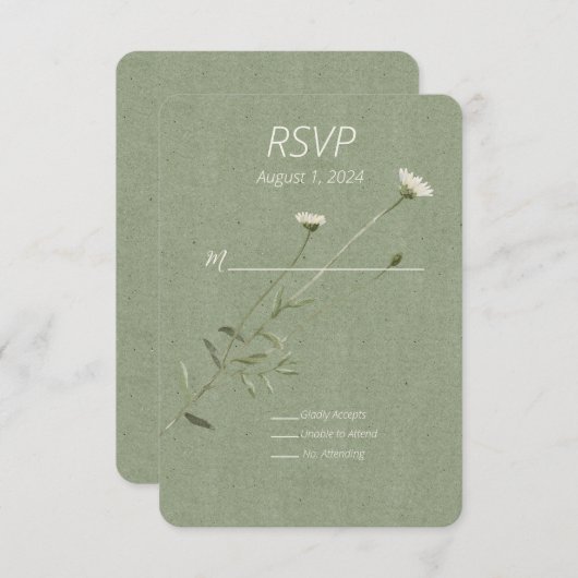 Bildschirmgrüne und eine Single-Antwortkarte RSVP Karte (Vorne/Hinten)