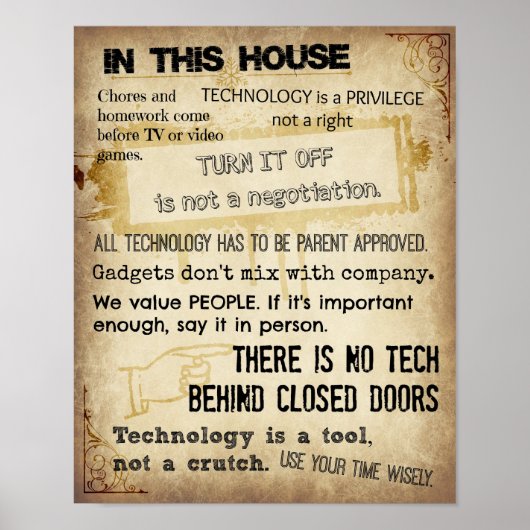 Bildschirmregeln für die Zuhause Poster (Vorne)