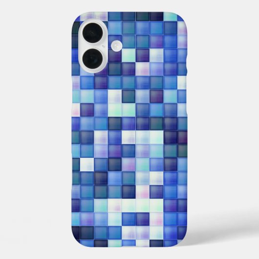 Bildspielpixel blaues Quadrat Muster Case-Mate iPhone Hülle (Rückseite)