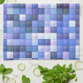 Bildspielpixel blaues Quadrat Muster Geschirrtuch (Gefaltet)