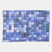 Bildspielpixel blaues Quadrat Muster Geschirrtuch (Horizontal)