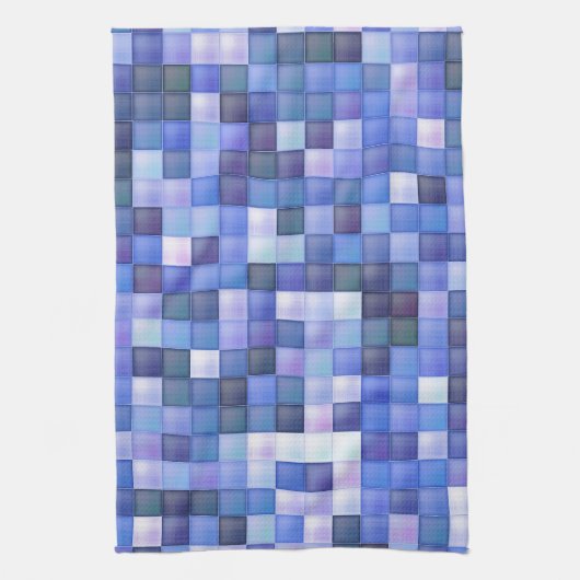 Bildspielpixel blaues Quadrat Muster Geschirrtuch (Vertikal)