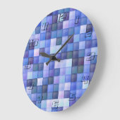 Bildspielpixel blaues Quadrat Muster Große Wanduhr (Winkel)