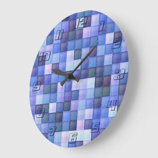Bildspielpixel blaues Quadrat Muster Große Wanduhr (Winkel)