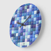 Bildspielpixel blaues Quadrat Muster Große Wanduhr (Winkel)