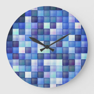 Bildspielpixel blaues Quadrat Muster Große Wanduhr