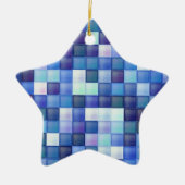 Bildspielpixel blaues Quadrat Muster Keramik Ornament (Vorne)