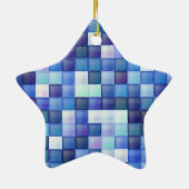 Bildspielpixel blaues Quadrat Muster Keramik Ornament (Hinten)