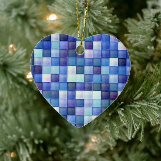 Bildspielpixel blaues Quadrat Muster Keramik Ornament (Baum)