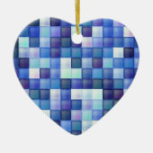 Bildspielpixel blaues Quadrat Muster Keramik Ornament (Vorne)