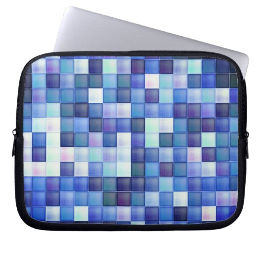 Bildspielpixel blaues Quadrat Muster Laptopschutzhülle (Vorderseite)