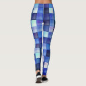 Bildspielpixel blaues Quadrat Muster Leggings (Rückseite)