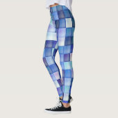 Bildspielpixel blaues Quadrat Muster Leggings (Links)