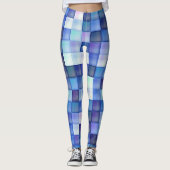 Bildspielpixel blaues Quadrat Muster Leggings (Vorderseite)