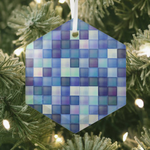 Bildspielpixel blaues Quadrat Muster Ornament Aus Glas