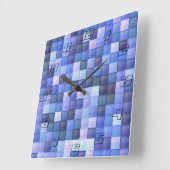 Bildspielpixel blaues Quadrat Muster Quadratische Wanduhr (Winkel)