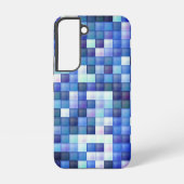Bildspielpixel blaues Quadrat Muster Samsung Galaxy Hülle (Rückseite)