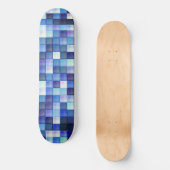 Bildspielpixel blaues Quadrat Muster Skateboard (Vorderseite)