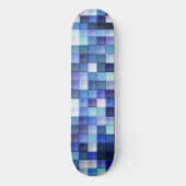 Bildspielpixel blaues Quadrat Muster Skateboard (Vorderseite)
