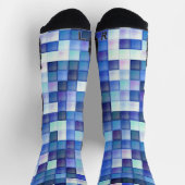 Bildspielpixel blaues Quadrat Muster Socken (Oben)