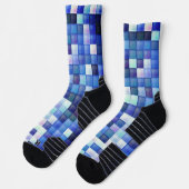 Bildspielpixel blaues Quadrat Muster Socken (Links)