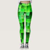 Bildspielpixel Grünes Quadrat Muster Leggings (Vorderseite)