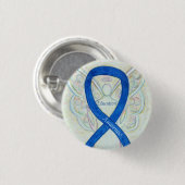 Bildung Angel Blue Awareness Ribbon Art Button (Vorne & Hinten)