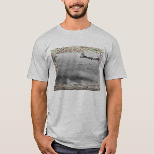 Bildung B17 über Karte WW2 T-Shirt (Vorderseite)