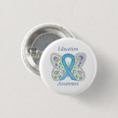 Bildung Butterfly Awareness Ribbon Art Button (Vorne & Hinten)