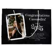 Bildung Chalkboard Abschluss Portrait Große Geschenktüte (Rückseite)