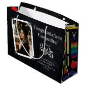 Bildung Chalkboard Abschluss Portrait Große Geschenktüte (Rückseite Schrägansicht)