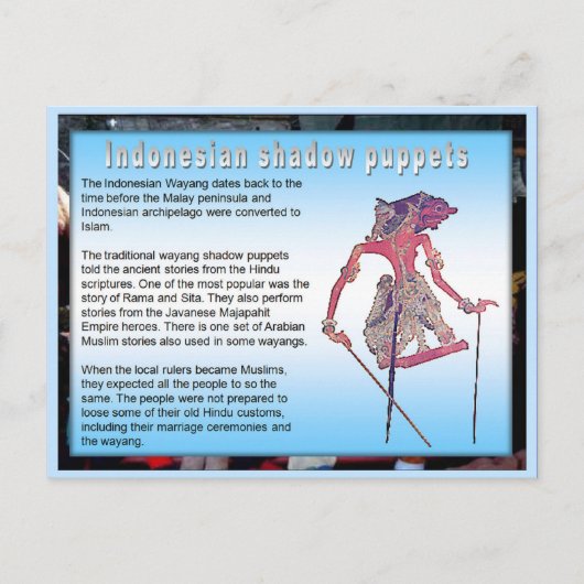 Bildung, Darstellende Künste, indonesischer Schatt Postkarte (Vorderseite)
