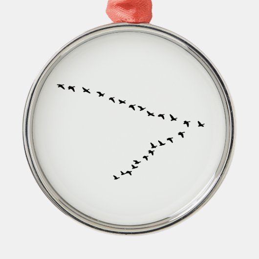 Bildung der Fliegen-Gans-"V" Silbernes Ornament (Vorne)