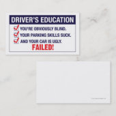 Bildung des Fahrers VERSAGT Visitenkarte (Vorne/Hinten)