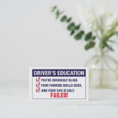 Bildung des Fahrers VERSAGT Visitenkarte (Stehend Vorderseite)