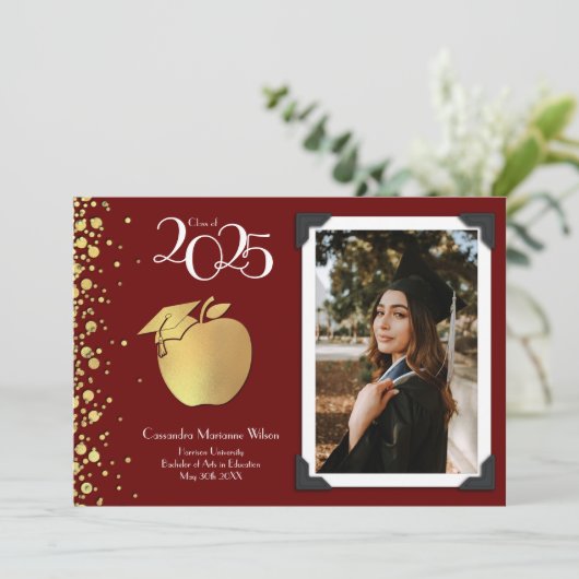 Bildung des Lehrers Gold Abschluss Ankündigung (Stehend Vorderseite)