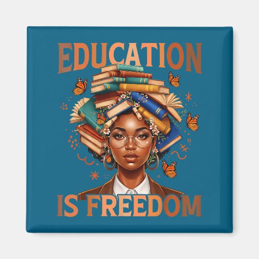 Bildung Freiheit Schwarzer Lehrer Bücher Kunstwerk Magnet (Vorne)