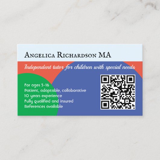 Bildung für Kinderschullehrer Visitenkarte (Vorderseite)