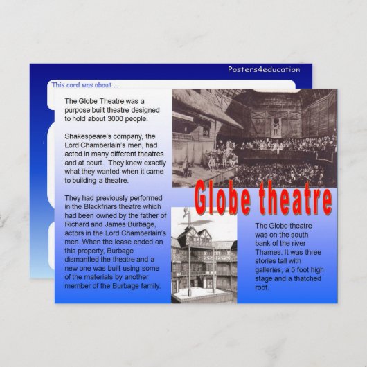 Bildung, Geschichte, Shakespeare, Globe Theater Postkarte (Vorne/Hinten)