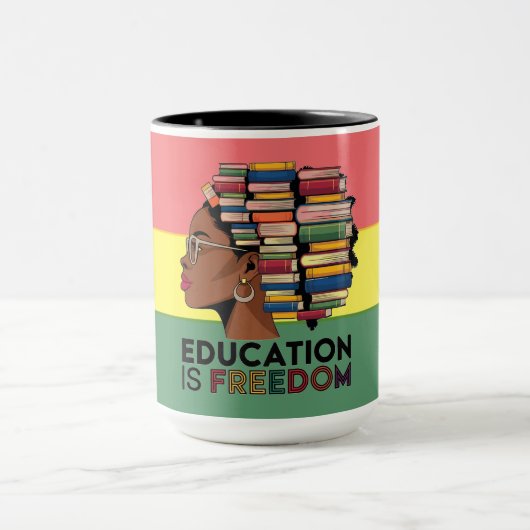 Bildung Ist Freiheit Afro Profil Design Tasse (Zentrum)
