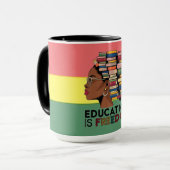 Bildung Ist Freiheit Afro Profil Design Tasse (Vorderseite Links)