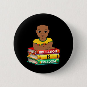 Bildung ist Freiheit Black History Month Afrikanis Button
